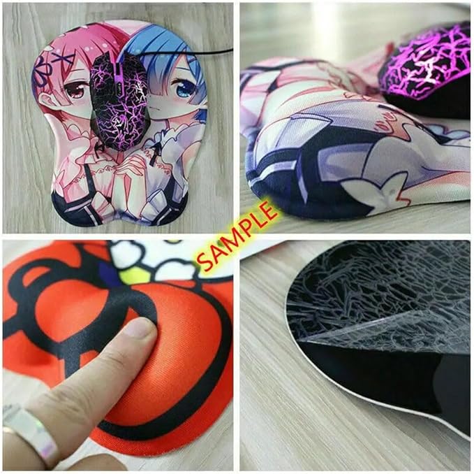 3D Mouse Pad Oppai Mousepad with Soft Gel Wrist Rest Anime Manga Gaming Boob pad Anti-Slip Mouse Mat （Catr 2）