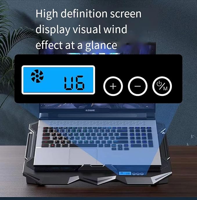 Cooling pad for Hp Spectre 13-aw0000 x360 Convertible PC Gaming laptops Laptop Cooler with 4 Fans LCD Display Screen 4 Height 2 USB-A Port Laptop Stand