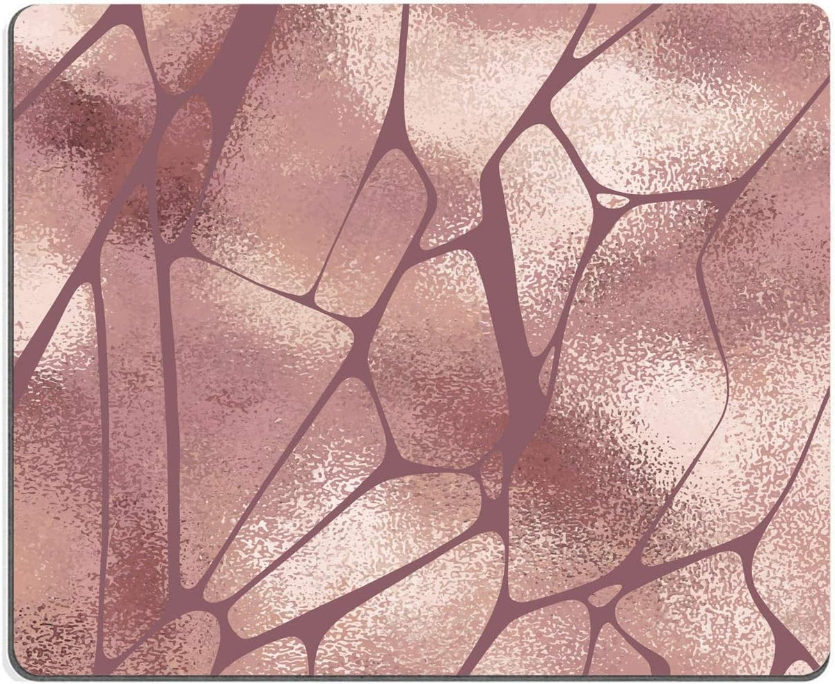 Rose Gold Marble Mouse Pad with Irregular Geometric Design - Gaming Mouse Mat with Waterproof Square Surface, Non-Slip Rubber Base for Office, Home, Laptop, Travel - 9.5"x7.9"x0.12" Inch