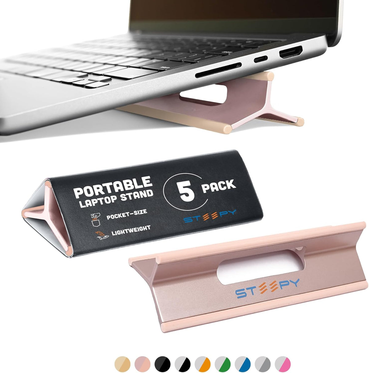 Steepy Adjustable Laptop Riser - 3 Height Computer Stand - Portable & Adjustable Laptop Stand for Desk