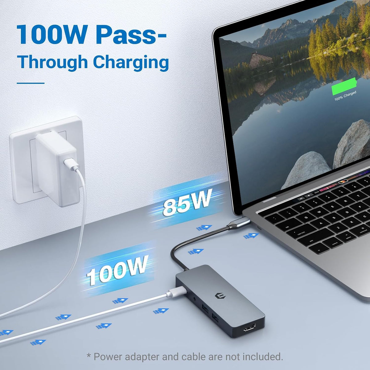 HOPDAY 10 1 4K 100W,USB 3.0 5Gbps,SD/TF USB C Hub - in Multiport USB C Adapter with HDMI, USB C Docking Station, PD