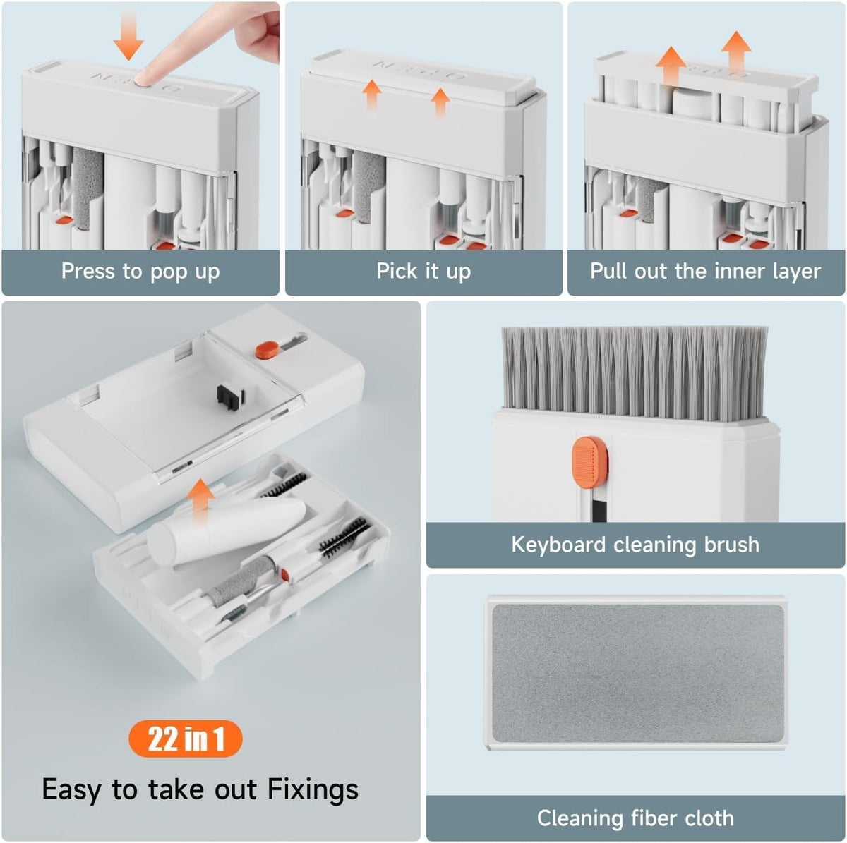 Electight 22-in-1 Laptop Cleaning Kit Keyboard Cleaner Brush, Multi-Function Laptop Cleaner Tool for MacBook, Phone