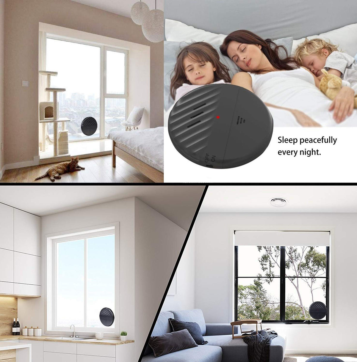 EverNary Window Vibration Alarm,3Pack 125dB Loud Ultra-Slim Anti-Theft Alarm for Door and Window Glass Break Sensor Alert with Adjustable Sensitivity