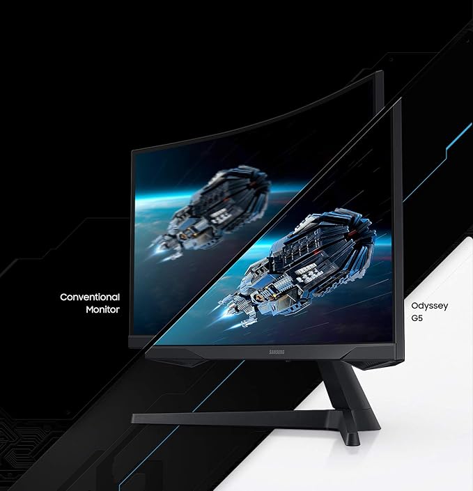 Samsung 32” Odyssey G5 Gaming Monitor WQHD (2560x1440) 144Hz Curved 1ms HDMI Display Port AMD FreeSync Premium HDR10 LC32G55TQWNXZA Black