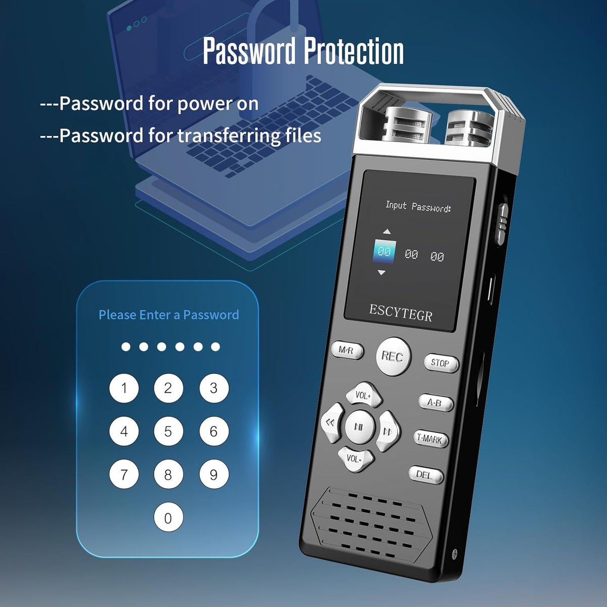80GB Digital Voice Activated Recorder 1536KBPS Audio Voice Recorder with Playback Recording Device Dictaphone Sound Tape Recorder with Password Protection for Lectures,Meetings
