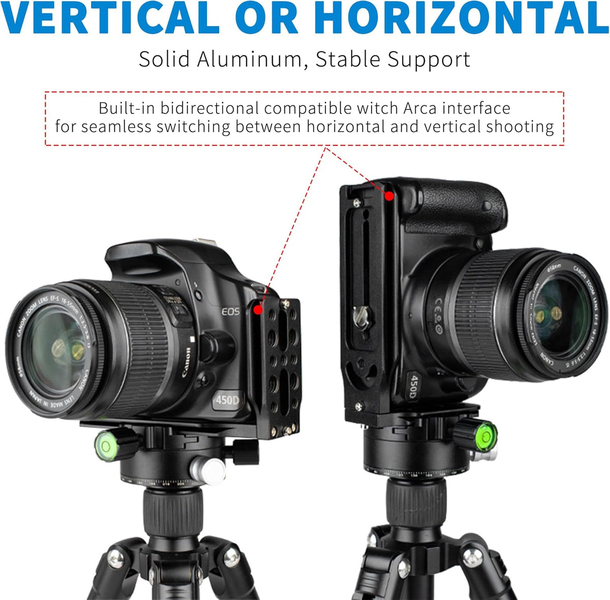 Bestoct 1/4" 3/8" DSLR Camera L Bracket with & Screw Hole, Vertical Horizontal Switching Tripod Mount Quick Release