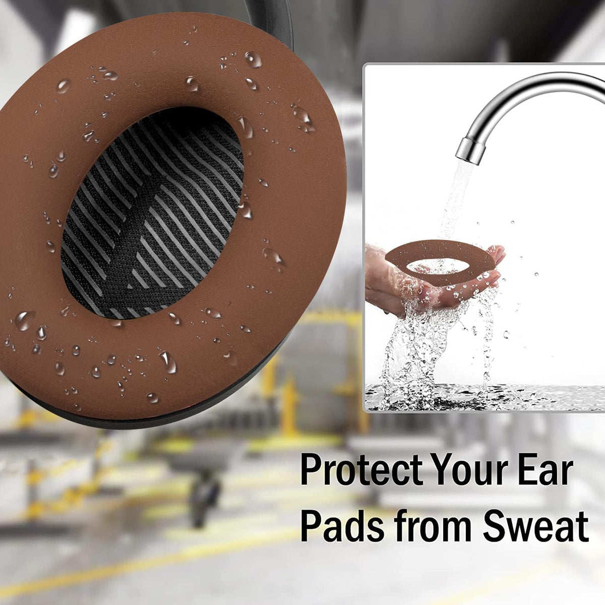 SOULWIT Silicone Ear Pads Cover Protector for Bose QuietComfort QC15 QC25 QC2 QC35 QC45/Ae2 Ae2i Ae2w/SoundTrue & SoundLink AE Headphones Cushions, Sweatproof, Easily Washable - Coffee