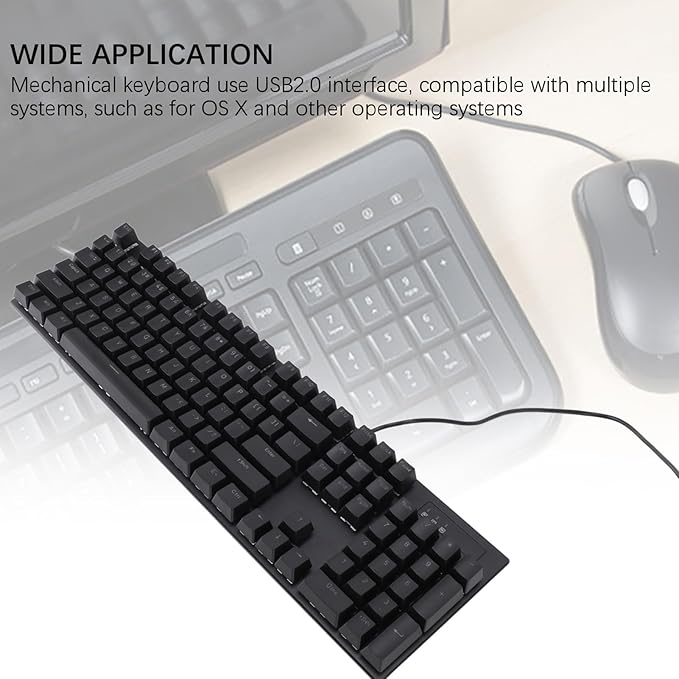 Wired Mechanical Keyboard: 104 Keys Blue Switch Backlit Keyboard with 8 Types of Backlit Illumination for Gaming and Office