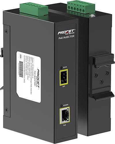 PROCET 30W PoE Injector SFP Uplink Gigabit DIN Rail PoE+ Power Adapter, 6KV Surge Protection, -40°F to 149°F for PTZ/ AI Camera, eero PoE 6, UniFi U6