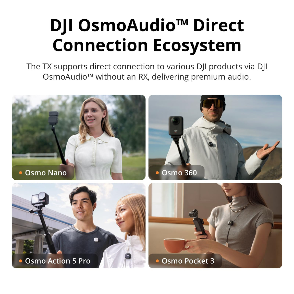 DJI Mic Mini (2 TX + 1 RX + Charging Case), Wireless Lavalier Microphone for iPhone/Camera/Android, Ultralight, Detail-Rich Audio, 48h Use, Noise