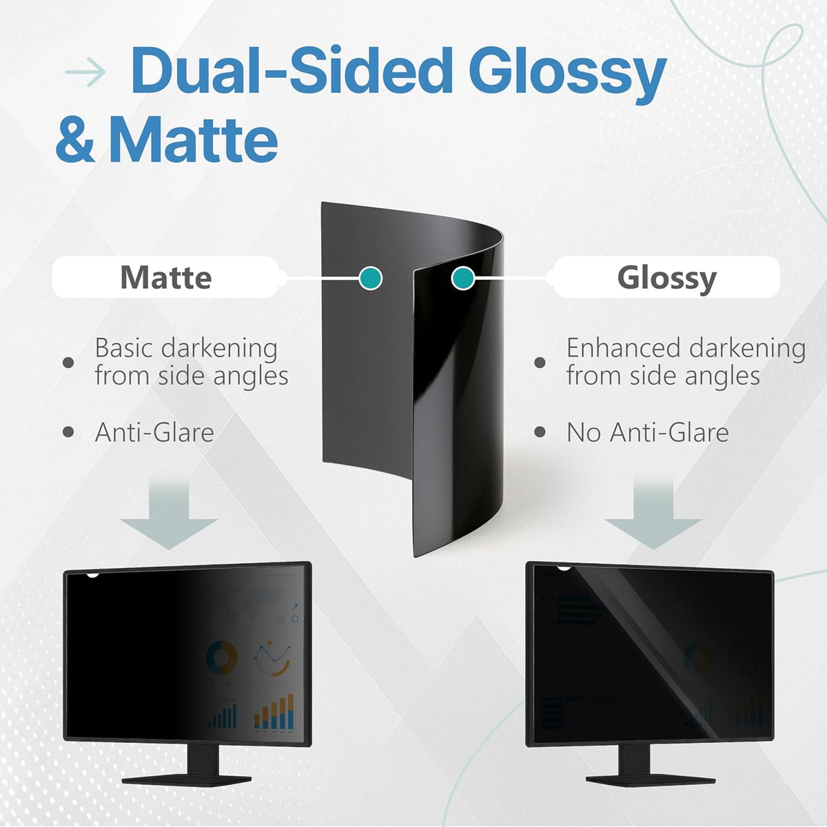 VINTEZ 24 Inch 16:10 Privacy Screen for Computer Monitor and Laptop - Anti Glare Protector Film Blue Light Filter Eye Protection - Computer Screen Privacy Shield, [1 Pack]