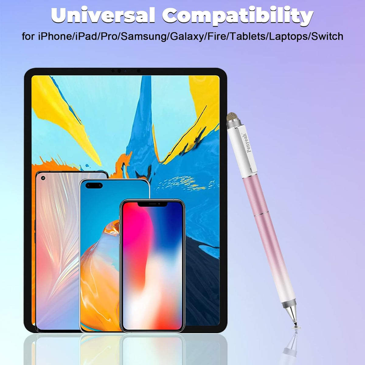 Penyeah Stylus Pens (4 in 1), Universal Phone/Tablet Stylus for iPhone/iPad/Pro/Mini/Android/Samsung/Fire and All Capacitive Touch Screens - Dream Pink