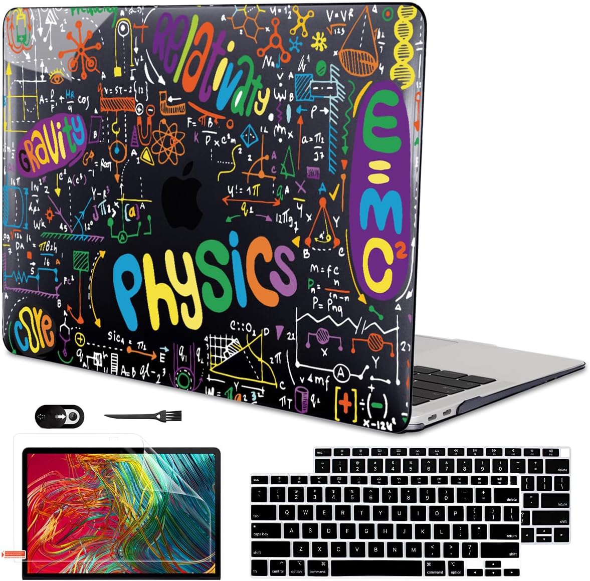 Compatible with MacBook Air 13 inch Case M1 A2337 A2179 A1932 2021 2020 2019 2018 Release with Retina Display & Touch ID, Crystal Black Pattern Plastic Hard Shell Cover, Physical Chemistry