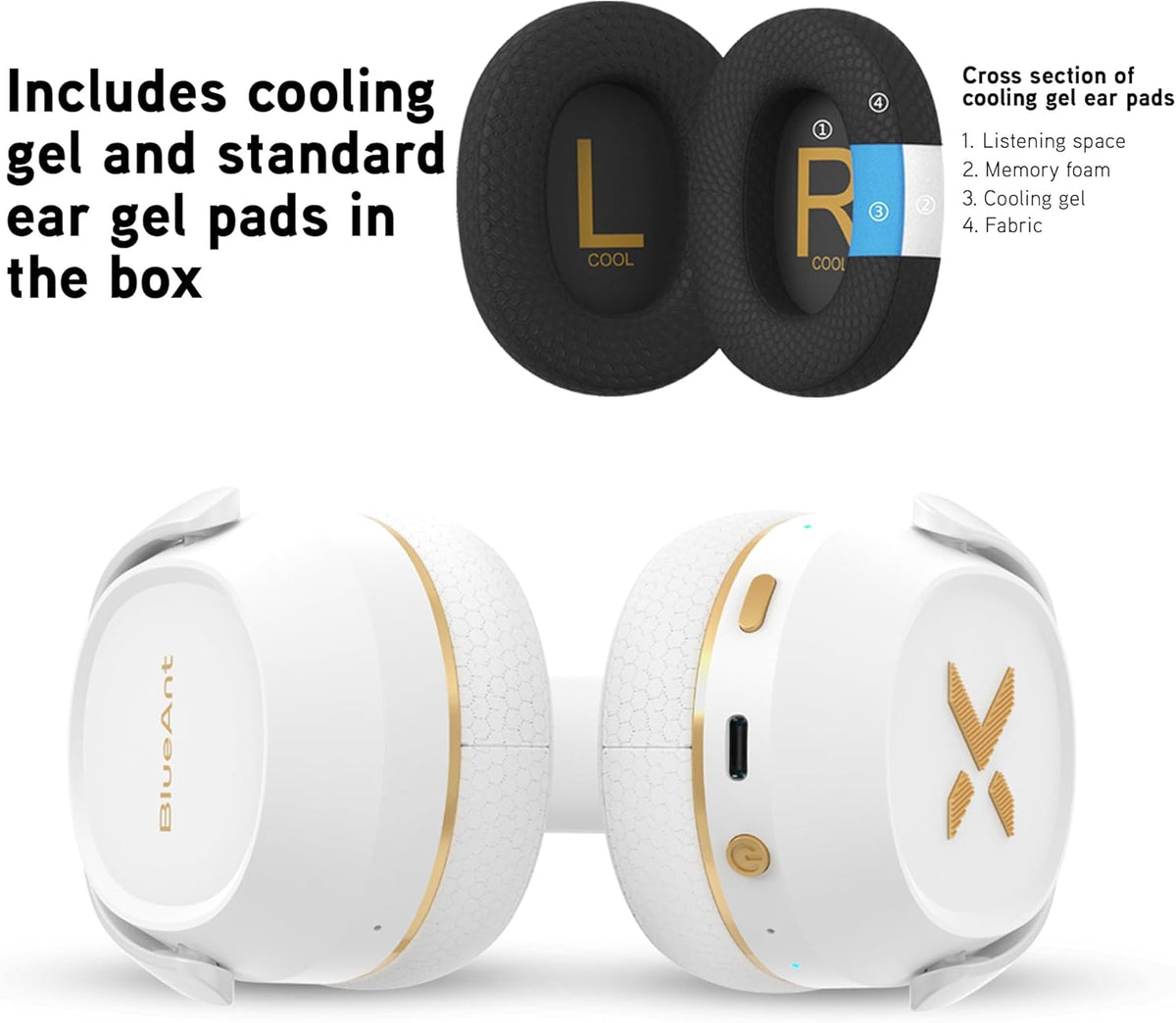 BlueAnt Pump X - The Gym Headphones | Sports Headphones | Cushioned & Cooling Ear Pads | (ANC) Active Noise Cancelling/Advanced Transparency | Wireless | Up to 58hr Play Time (Black | Silver)
