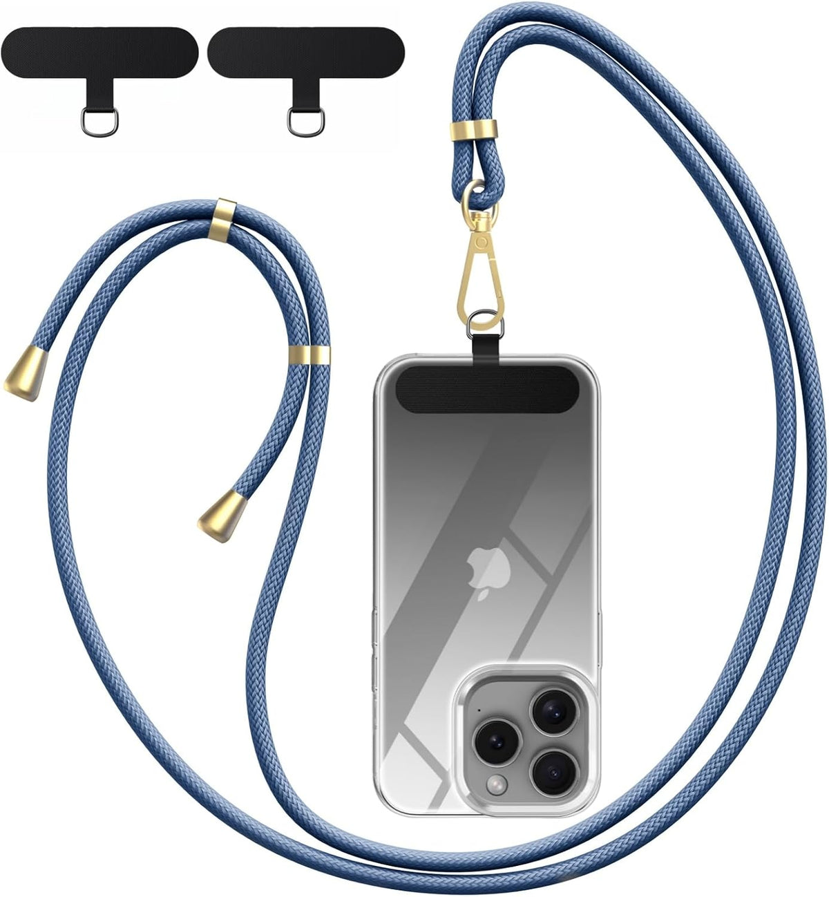 Crossbody Phone Lanyard Strap with 2 Pack Patchs, Adjustable Universal Nylon Neck Strap