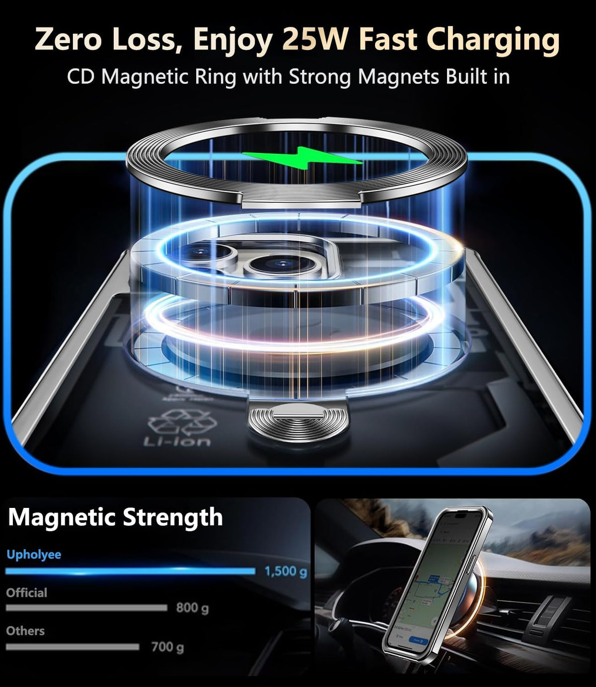 [360° Rotatable CD Stand & Built-in Privacy Screen Magnetic Case for iPhone 15 Pro [Compatible with MagSafe & Full Signal] Mil-Grade Shockproof Full Body Anti-Spy Cover for 15 Pro-Gray