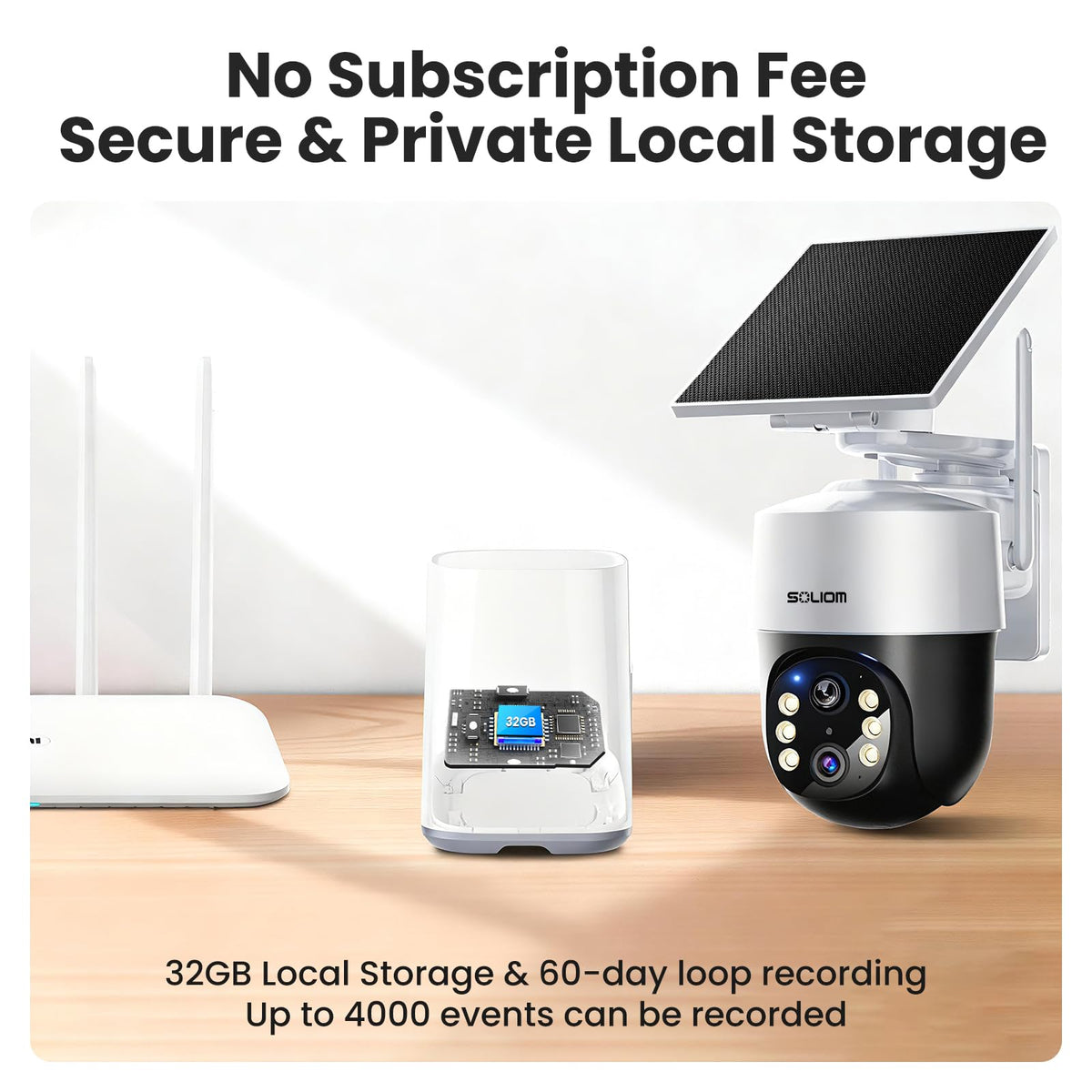 SOLIOM Security Cameras Wireless Outdoor,4K Ultra HD for Day and Night, No Subscription,Built in Radar,Solar Powered Cameras for Home Security, 360°