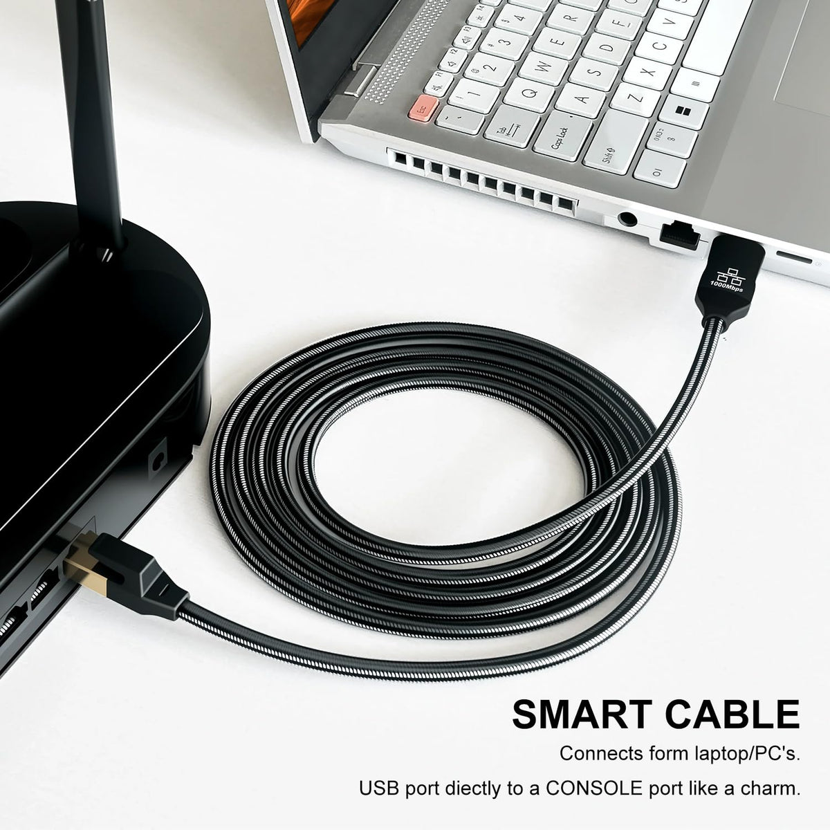 Jelly Tang USB to Ethernet Cable 3Ft,USB 3.0 Male to RJ45 Serial Adapter Directly Connected, Compatible with Laptop, PC, MacBook, Switch, Windows