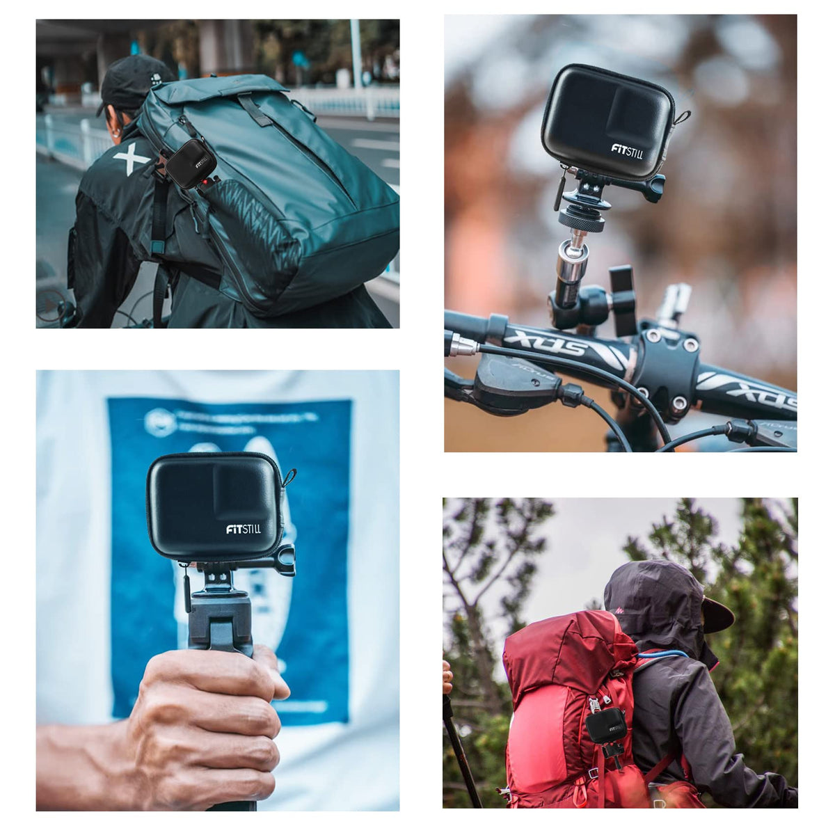 FiTSTILL Black PU Mini Carrying Case for Go Pro Hero 13 Black,Hard Shell Travel Storage Case for Hero 12/11/10/9/8/7/(2018)/6/5 DJI Osmo