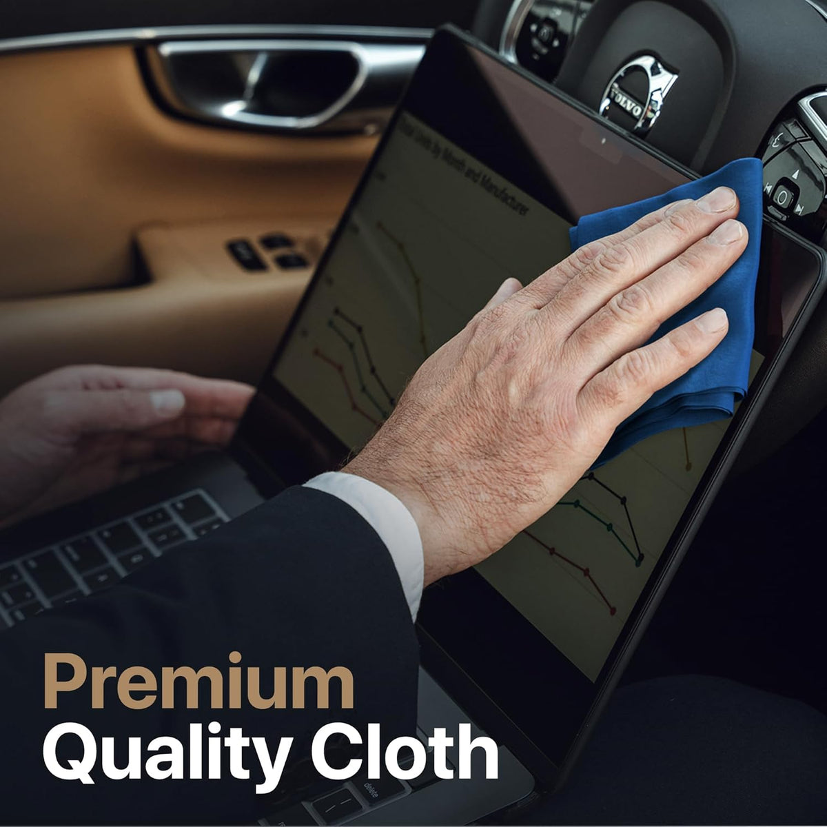 Kuzy Premium Microfiber MacBook Screen Cleaner and Keyboard Protector - Anti-Imprint Laptop Cleaning Cloth for MacBook Pro 14" and MacBook Air 13", Scratch-Free, 11.5 x 7.5 inches, 1 Pack - Navy Blue
