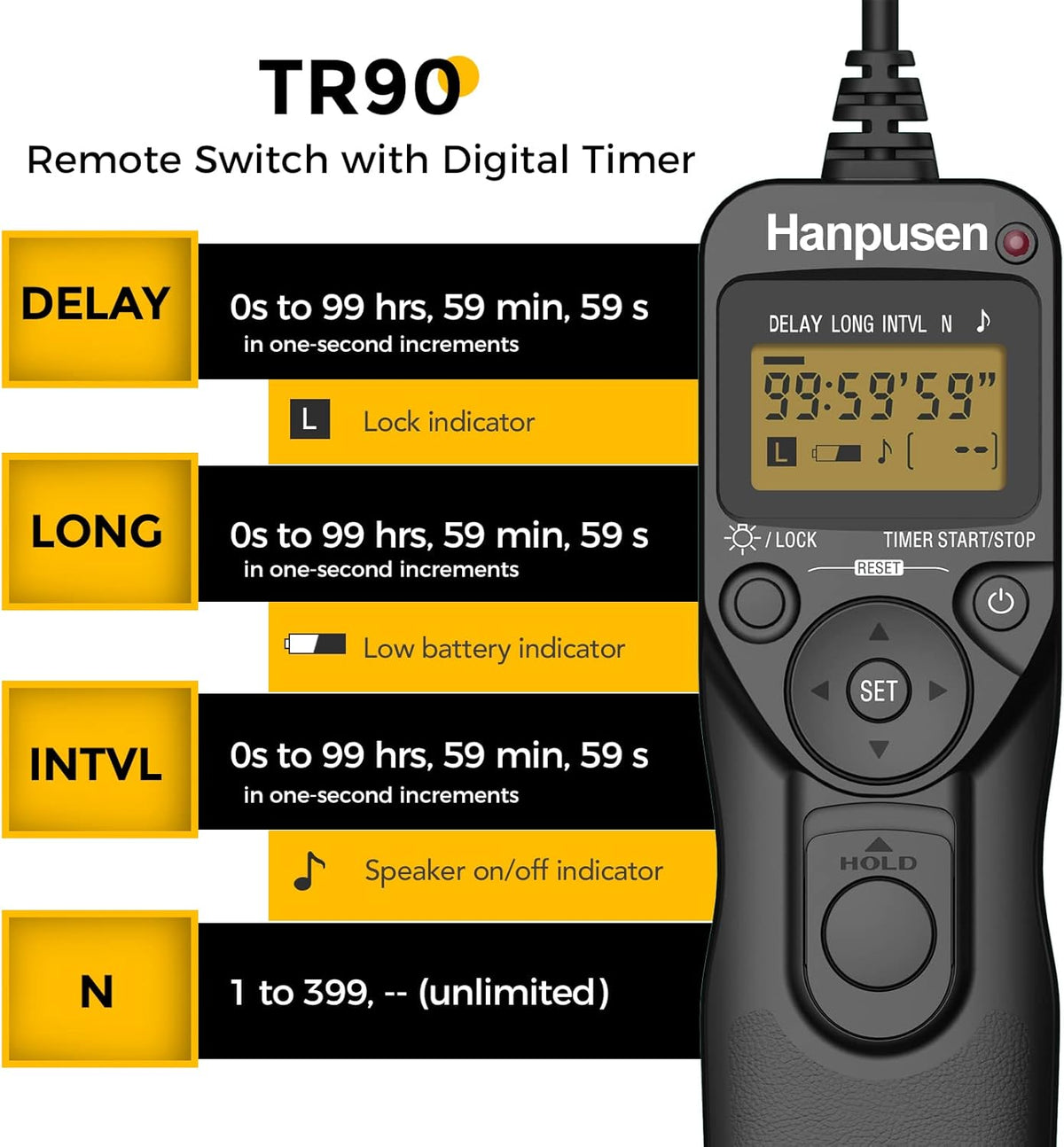 Camera Wired Intervalometer Controller, Remote Switch with Digital Timer Compatible with Sony ZV-1, 7, 6400, 6300, 6000; Replaces Sony RM-SPR1