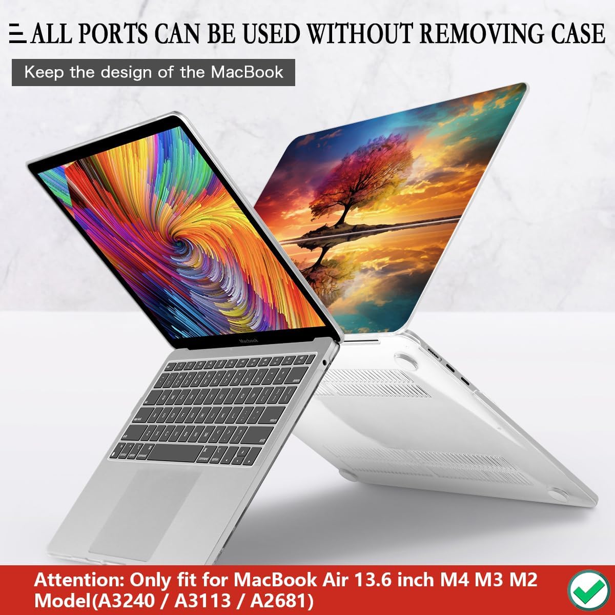 CISSOOK Compatible with MacBook Air 13.6 inch Case 2025 2024 2023 2022 Release Model A3240 A3113 A2681, Protective Plastic Hard Shell Case Cover for MacBook Air 13 inch M2 M3 M4, Tree Landscape