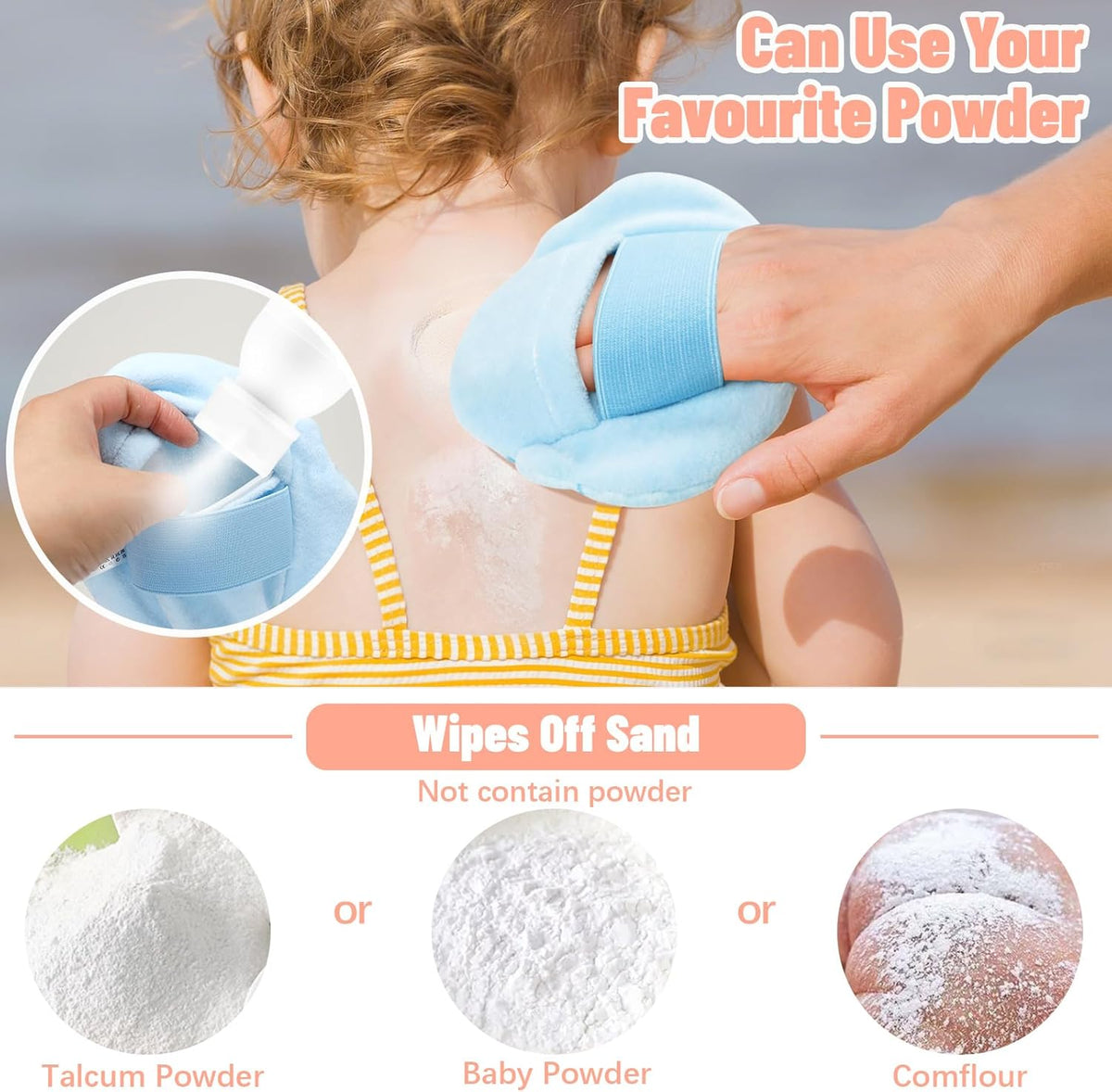 2Pcs Sand Remover for Beach Kids and Adults, Baby Powder Sand Removal Bag, Baby Beach Essentials