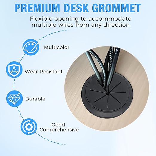 BOPOREAE 2 Pcs Desk Grommet 2-1/16" (53mm), Desk Hole Cover for Cables