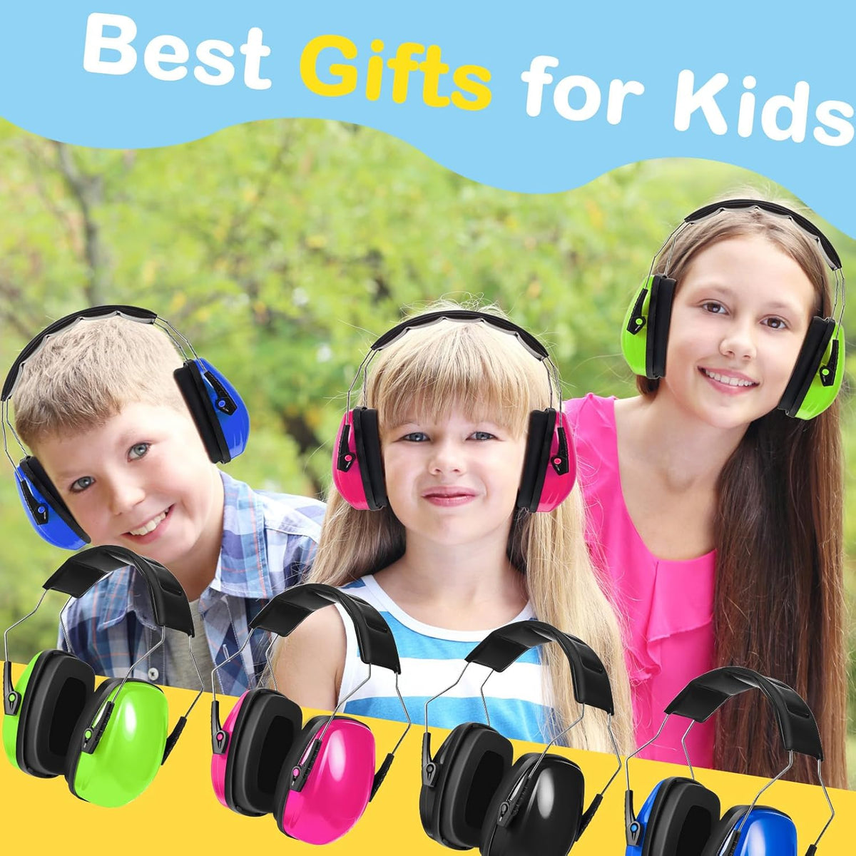 Amylove 12 Pcs Kids Ear Protection Noise Cancelling Headphones Ear Muffs Bulk 27db Adult Noise Reduction Hearing Earmuff(Universal Fit (kids & Adults),Fresh Style,Bright Color)