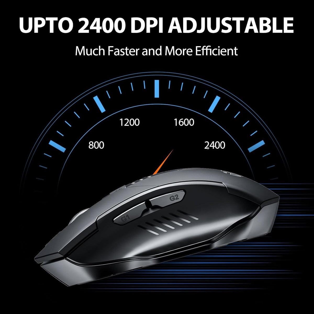 INPHIC 2.4G 6 2400DPI 4 Wireless Mouse Rechargeable, [Battery Level Visible], Silent Click USB Cordless Mouse