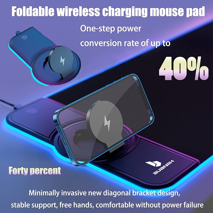 Gaming Mouse Pad Wireless Charging 15W Fast Extended Large Size 10 Lighting Modes Office &amp Gaming 31.5X11.8 (Galaxy)