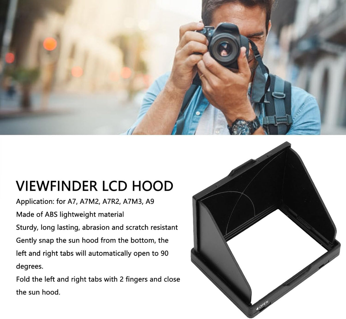 3 Inch A7 A7M2 A7R2 A7M3 A9 Camera LCD Hood Shade, ABS Folding Camera LCD Viewfinder Screen Protector Hood, LCD Video