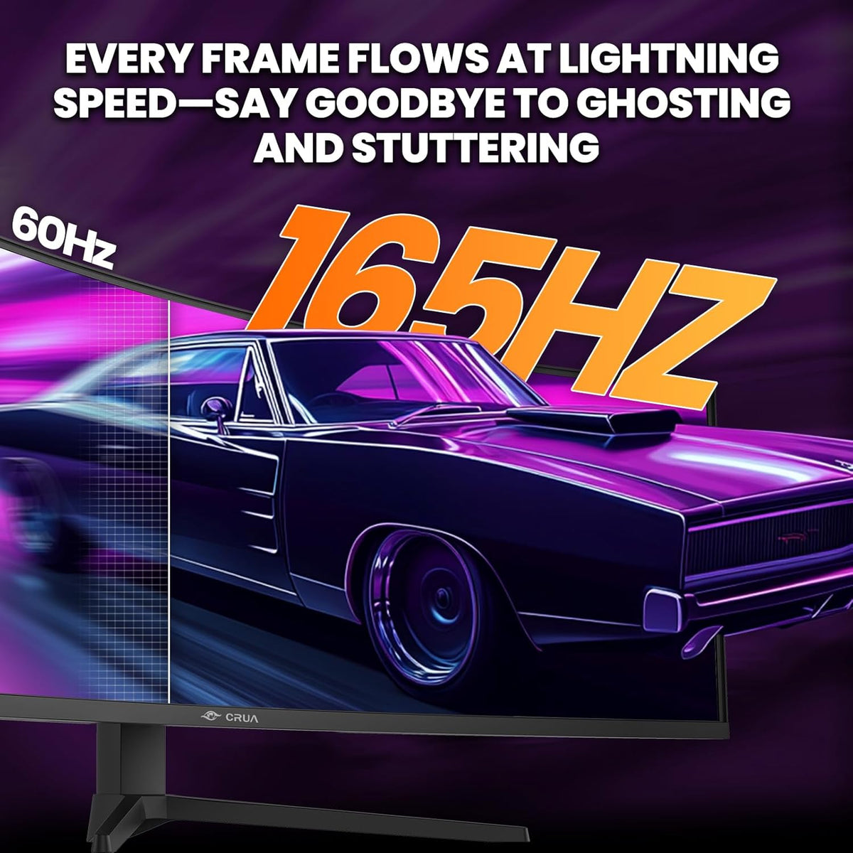 CRUA 49" Curved Gaming Monitor | DFHD(3840x1080P), 144Hz/165Hz, 1500R, 32:9, AMD FreeSync, 120% sRGB, Height Adjustable Ultra-Wide Screen Monitors, HDMI 2.1 & DP 1.4, Wall Mount Install- Black