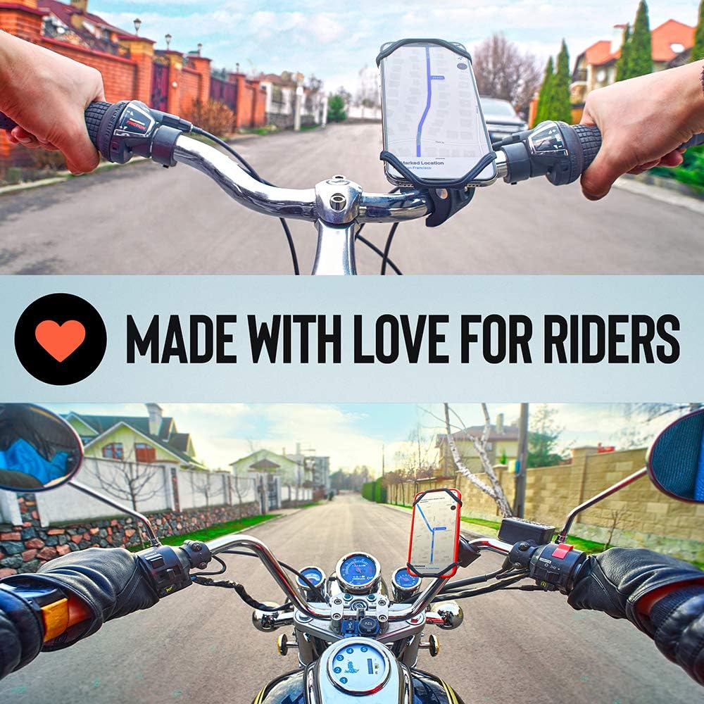 Upgraded 2025 Bicycle & Motorcycle Phone Mount - The Most Secure & Reliable Bike Phone Holder for iPhone, Samsung or Any Smartphone. Stress-Resistant & Highly Adjustable. x10 to Safeness & Comfort
