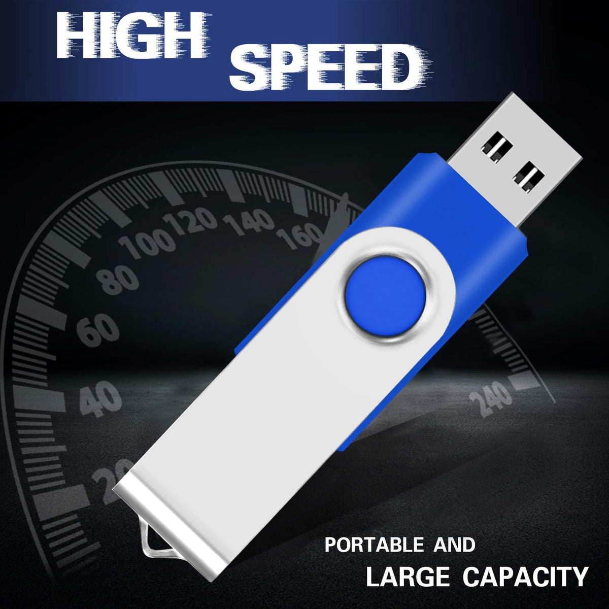 USB 8GB Bulk Flash Drives 50 Pack, EASTBULL USB 2.0 Swivel Thumb Drives Pack Metal USB Drives Fold Storage (Blue)