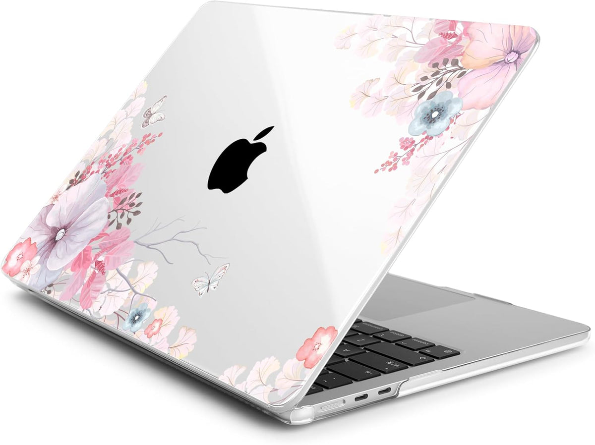 Batianda Premium Case for New MacBook Air 15 inch 2025 2024 2023 with M4 M3 M2 Chip, Designed Protective Plastic Hardshell & Keyboard Cover & Screen Protector, Lovely Flower