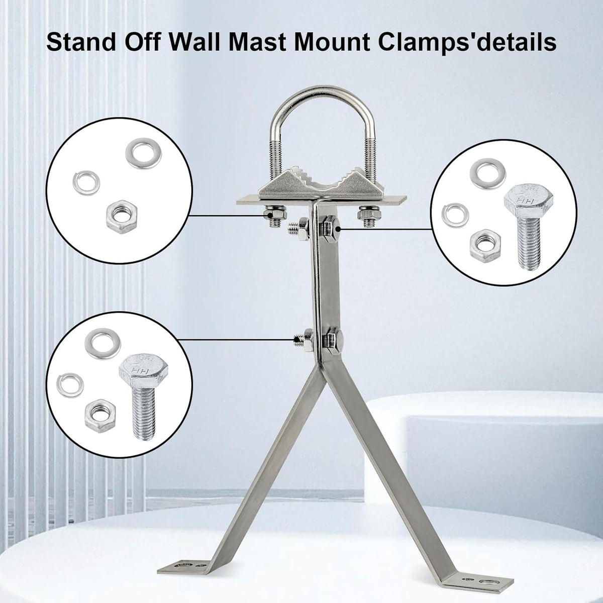 10 Inch (2-Leg 2-Leg) XRDS-RF Antenna Wall Mount Heavy-Duty Stand Off Wall Mast Mount Windproof Mounting Bracket for TV