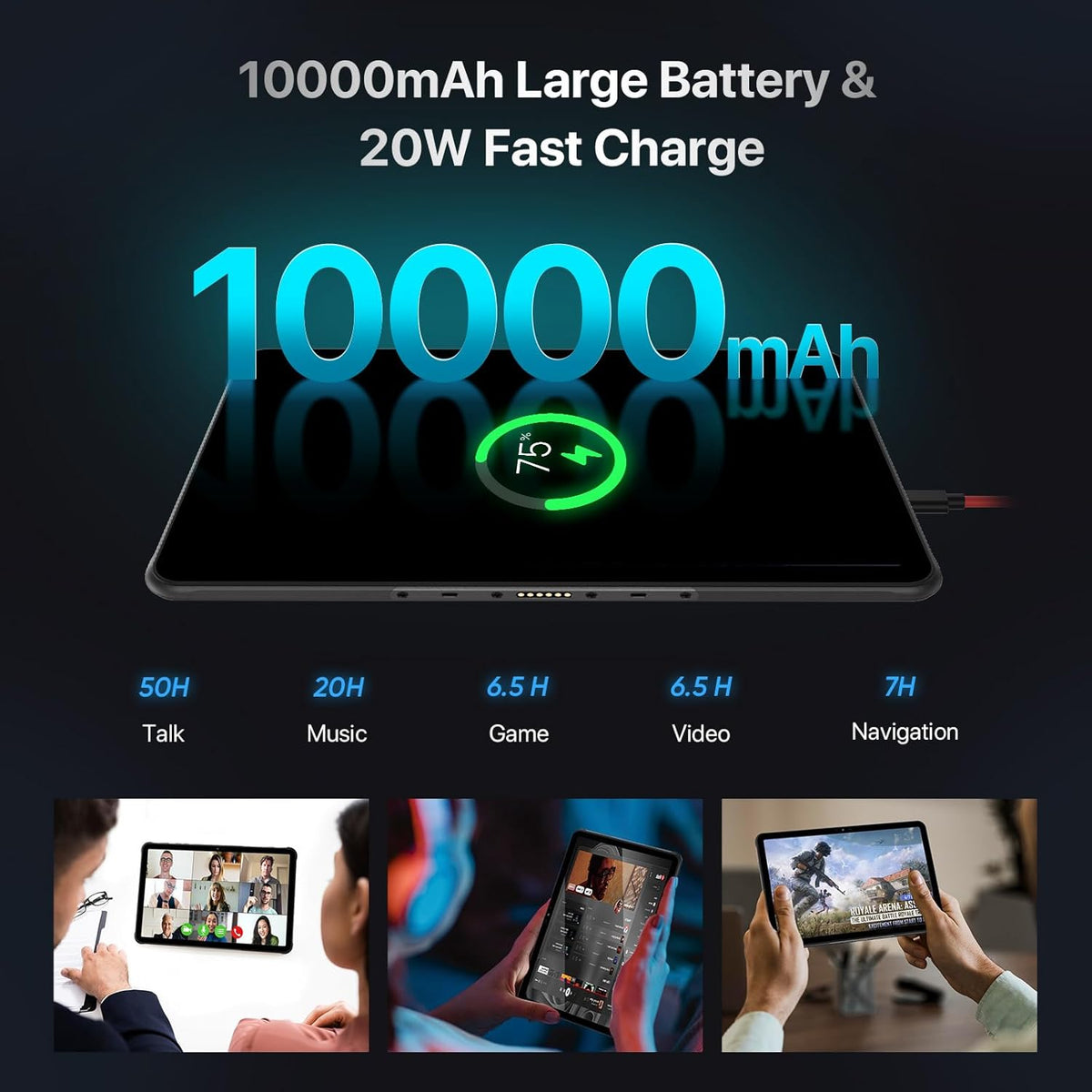 UMIDIGI 2K 11inch Rugged Tablet Android,Active T1 Octa-core 16GB RAM+128GB ROM,10000mAh,16+16+8MP Camera Waterproof Tablet with SIM Card Slot Unlocked/Stylus Pen/4G LTE/WiFi-5/BT 5.0/GPS,Warranty
