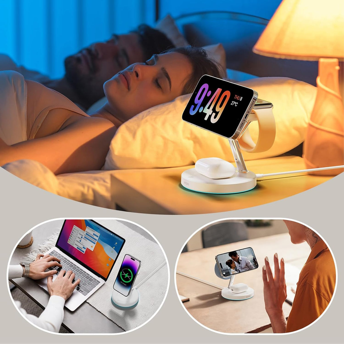 2025 3 in 1 Charging Station Compatible with Magsafe Charger Wireless Charger Stand for iPhone 16 15 14 13 12 Series Wireless Charging Station for AirPods Wireless Charging Stand for iWatch Series