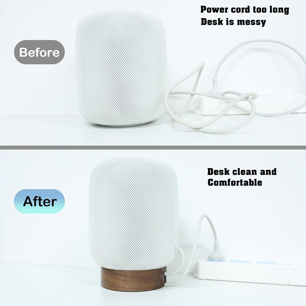 HOOKMEMO Elevate Your HomePod with Our North American Black Walnut Wood Stand - Unique Texture, Clever Cord Storage