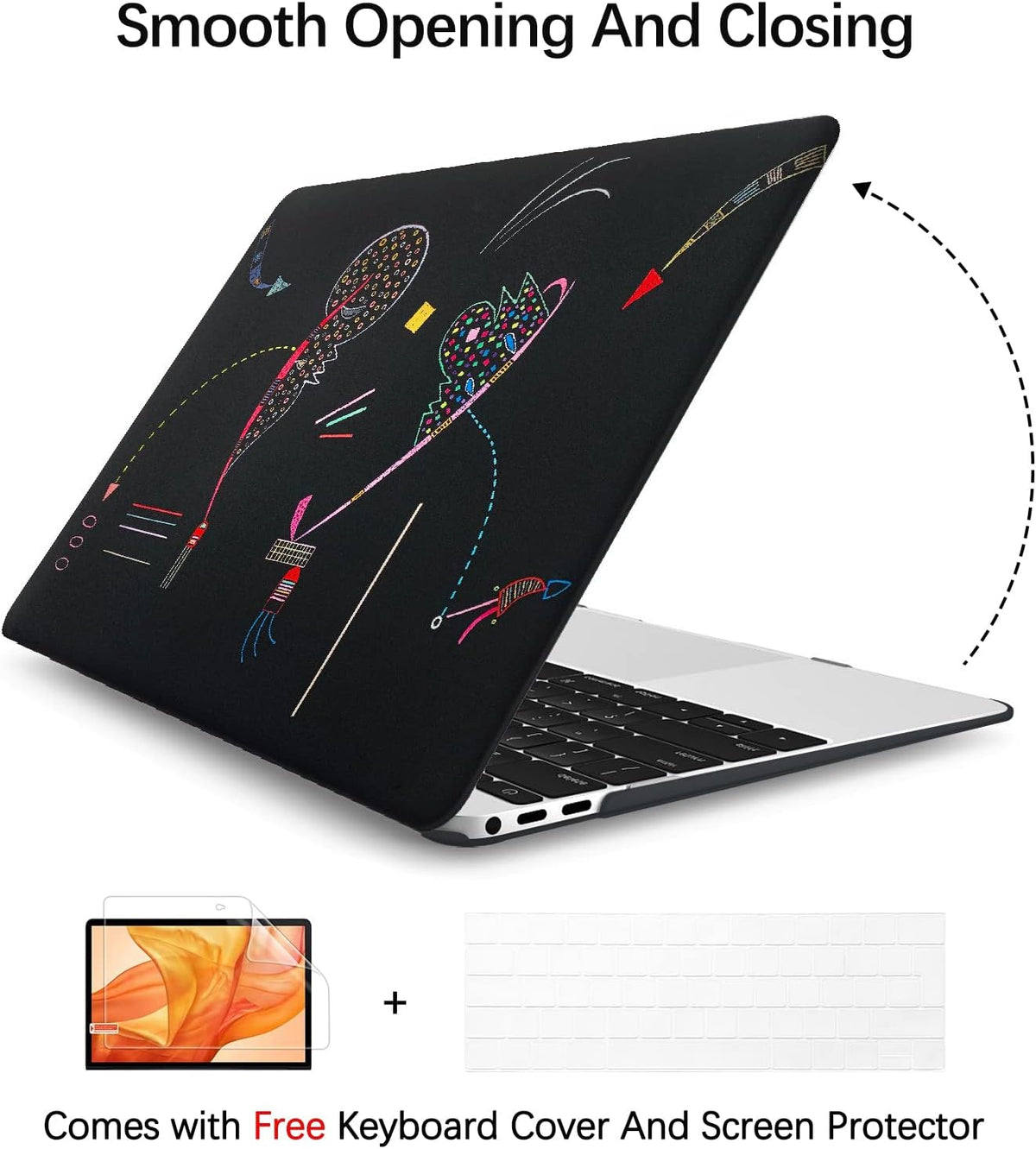 Berkin Arts for MacBook Air 13.6 inch Case A3240 A3113 A2681 (M4 M3 M2) 2025 2024-2022 Release with Keyboard Cover & Screen Naive Art Illustrated (Two Sides by Kandinsky)
