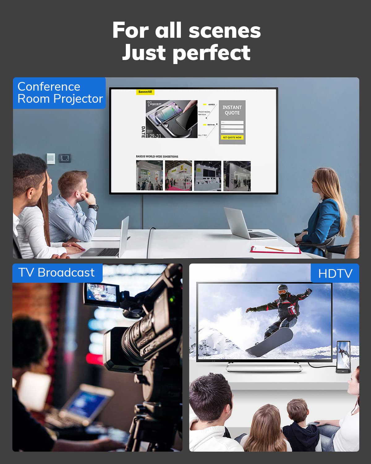 8K 8FT, 48Gbps 8K@60Hz, 4K@120Hz CL3 2.1 TV/PS4/PAS5/Laptop/PC/HDTV/Monitor/Projector HDMI Cable High Speed HD Shielded