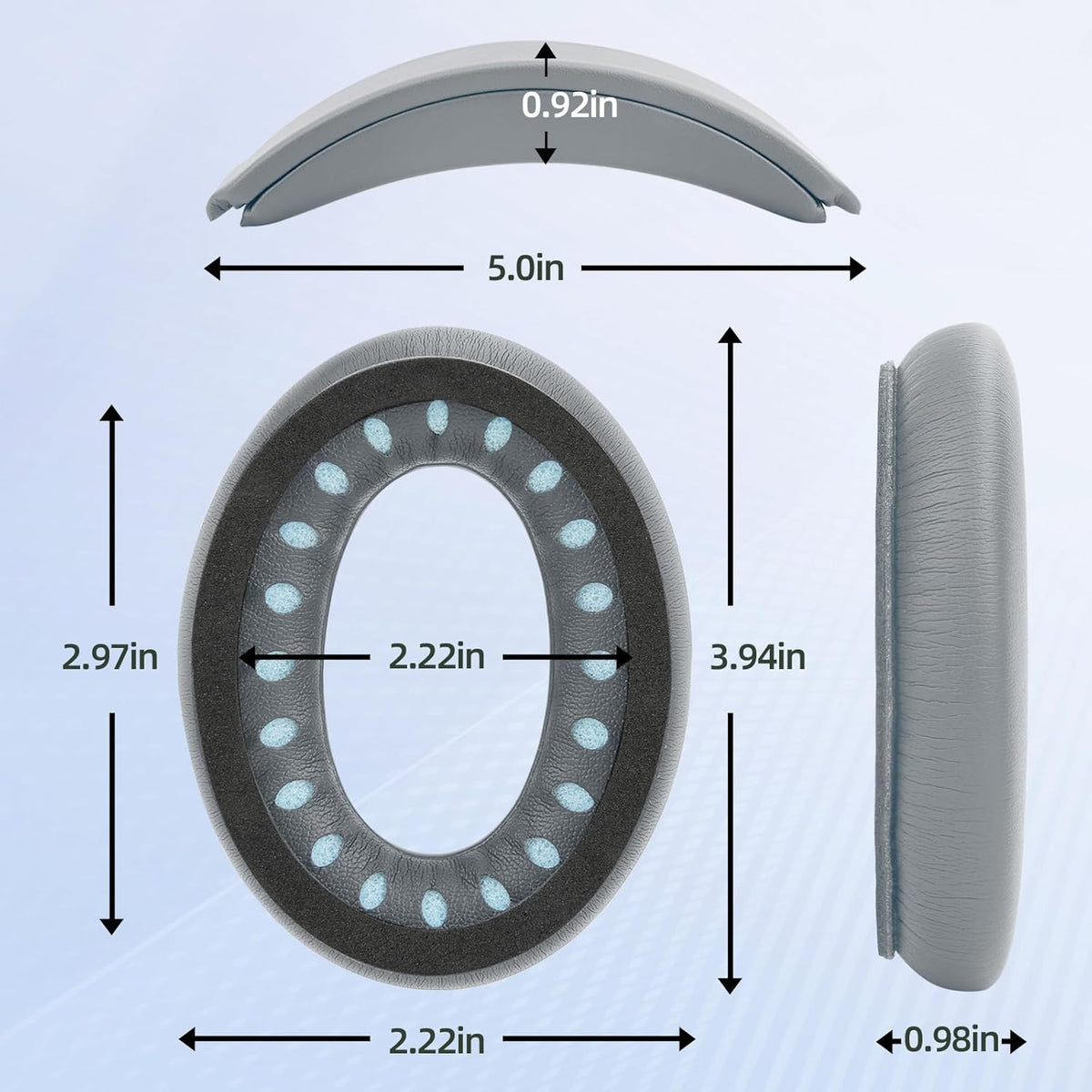 Headband and Earpads Compatible with Bose QuietComfort QC35 QC45 Headphones Waterproof and Sweat-Resistant (Light Gray)