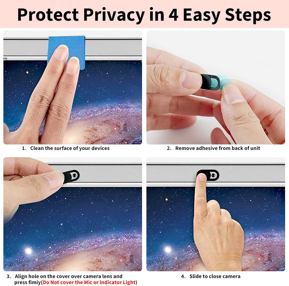 6-Pack Laptop Camera Cover Slide, Ultra Thin (0.03in) Webcam Privacy Cover for MacBook, iPhone, iPad, iMac, PC, Cell Phone & Computer Accessories (3 Pack Small+3 Pack Big)