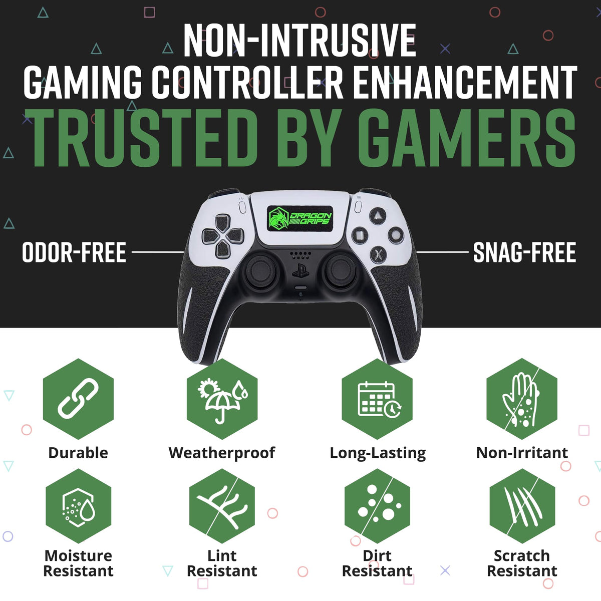 Dragon Grips PS5 Controller Grip, 22 Pcs Black Textured Non-Slip Rubber Controller Grips Stickers, Perfectly Fit to Any Handles, Trigger Buttons