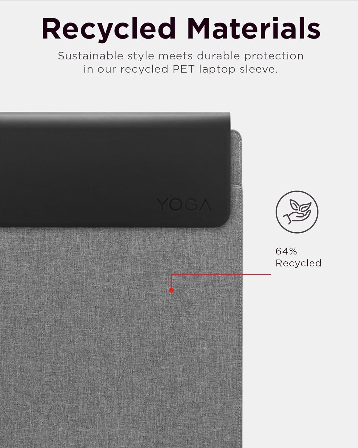 Lenovo Slim Laptop Sleeve 16 Inch Notebook/Tablet - Compatible with MacBook Air/Pro - Eco-Friendly Lightweight Case with Accessory Pocket & Magnetic Closure - Grey