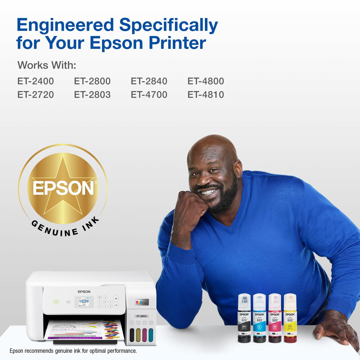 Epson 522 EcoTank Ink Ultra-high Capacity Bottle Magenta (T522320-S) Works with ET-2400, 2720, 2800, 2803, 2840, 4700, 4800, 4810
