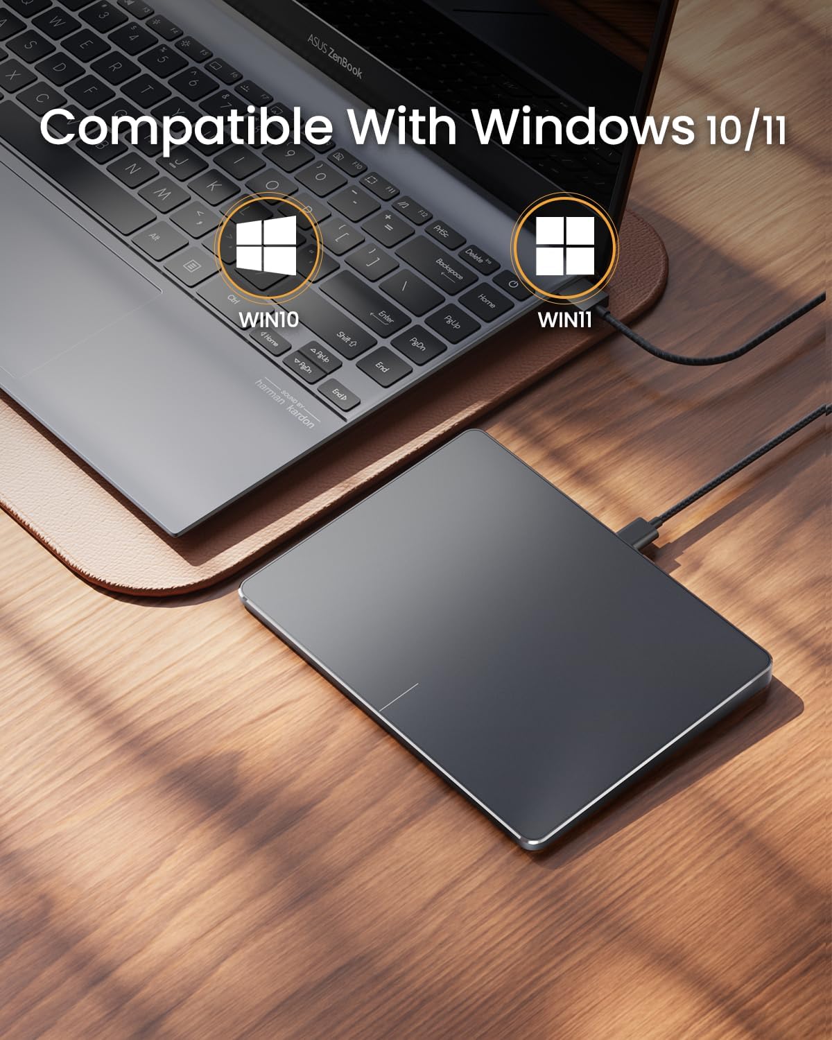 ProtoArc Wired USB Trackpad for Windows 10/11, Large High-Precision Wired Trackpad Mouse with Multi-Gesture, Ultra Slim Portable Aluminum Touchpad Mouse for Computer/Desktop/Laptop