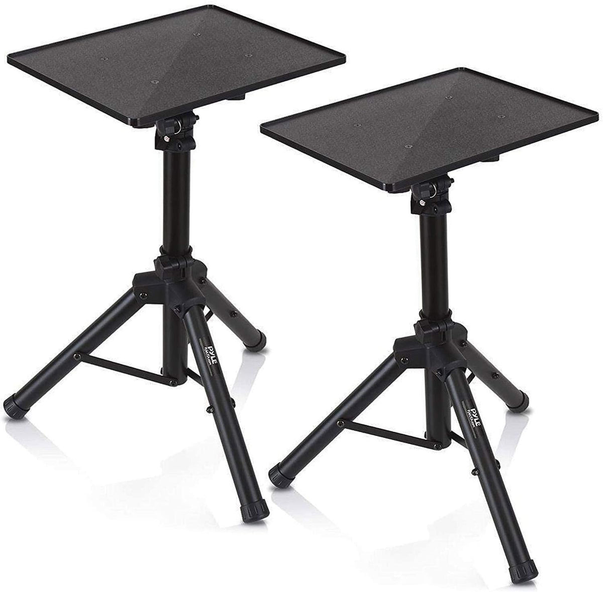 Pyle Laptop Projector Tripod Stand - 2 Pcs Computer, Book, DJ Equipment Holder Mount Height Adjustable Up to 52 Inches w/ 20'' x 16'' Plate Size - Perfect for Stage or Studio Use - Pyle PLPTS4X2