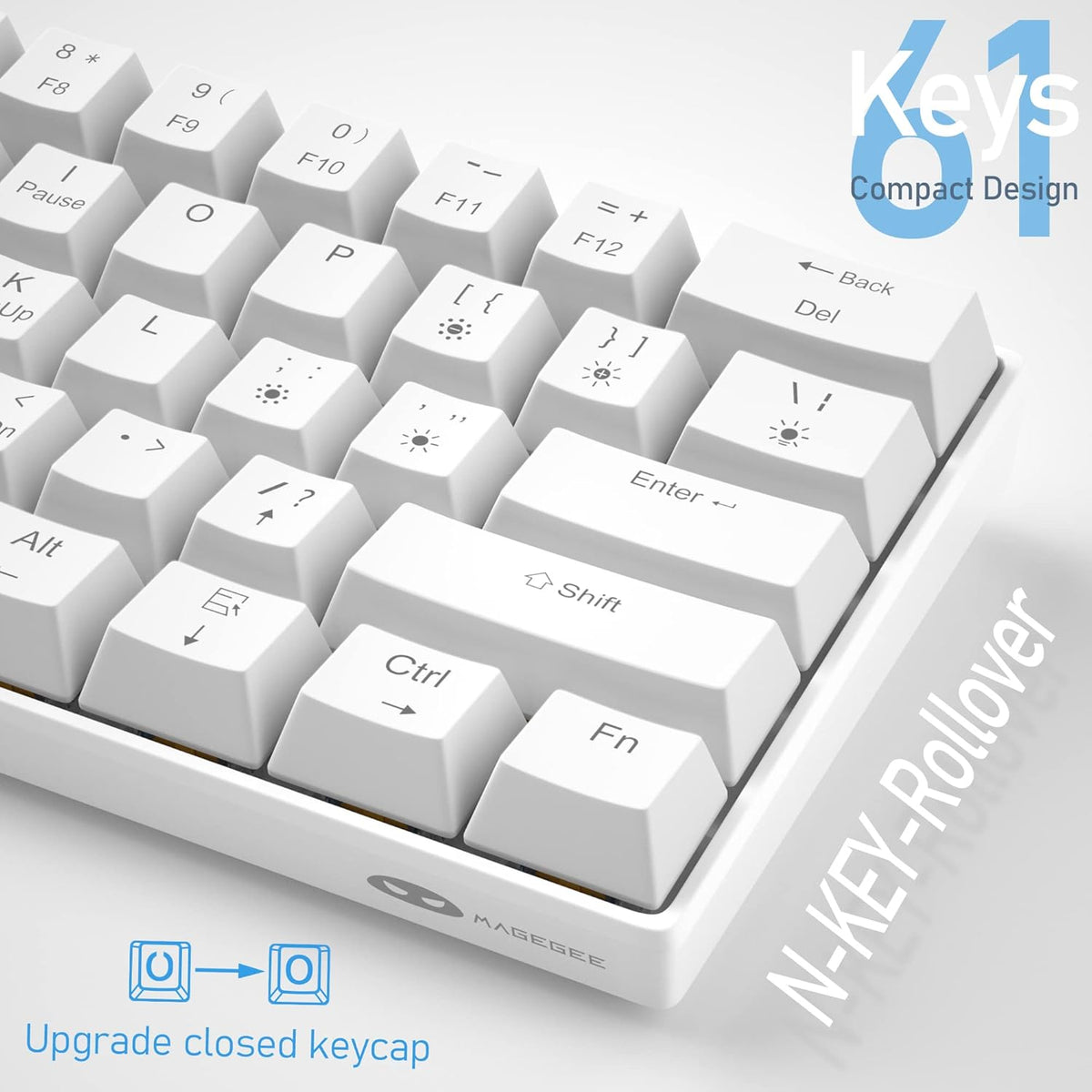 60% Mechanical Gaming Keyboard, White Gaming Keyboard with Red Switches, Detachable Type-C Cable Mini Keyboard with Blue LED Light for/PC/Laptop